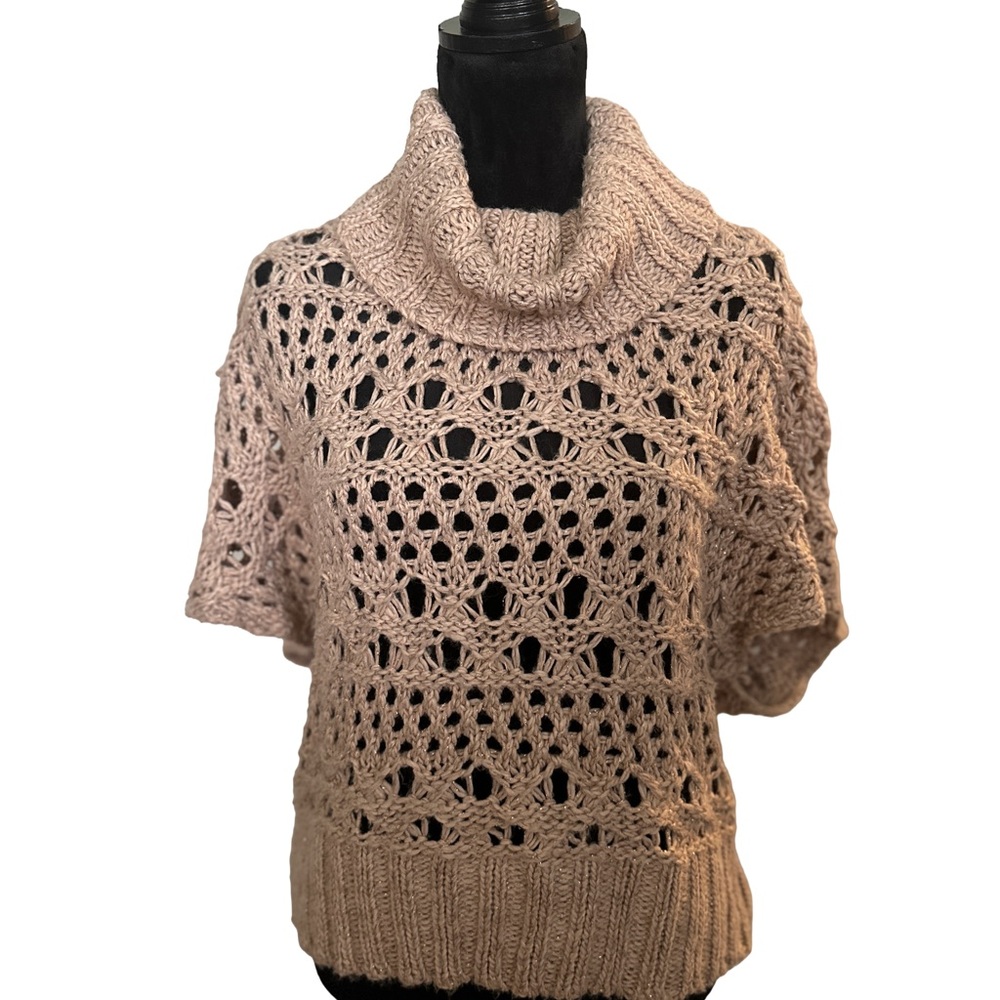 JLo Jennifer Lopez Cowl Neck Sweater | Dusty Rose & Gold Sparkle | Size XL